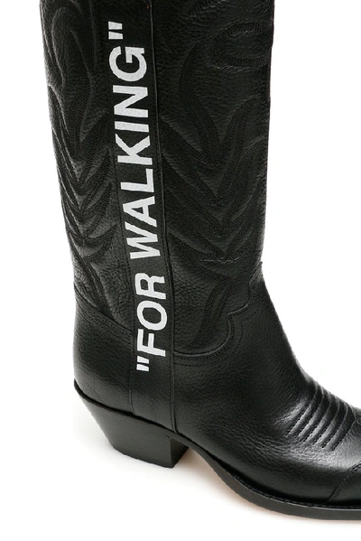 Shop Off-white For Walking Quote Cowboy Boots In Black