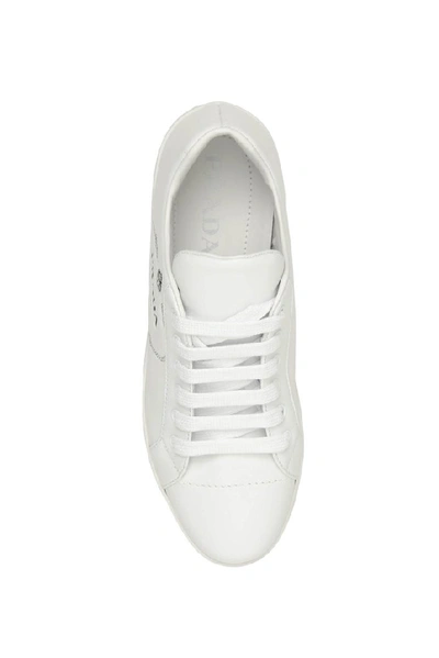 Shop Prada Logo Sneakers In White