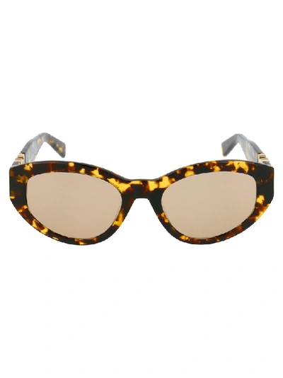 Shop Max Mara Oval Frame Sunglasses In Brown