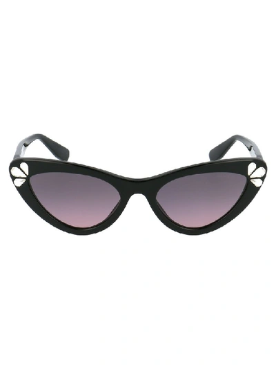 Shop Miu Miu Eyewear Embellished Cat Eye Frame Sunglasses In Black