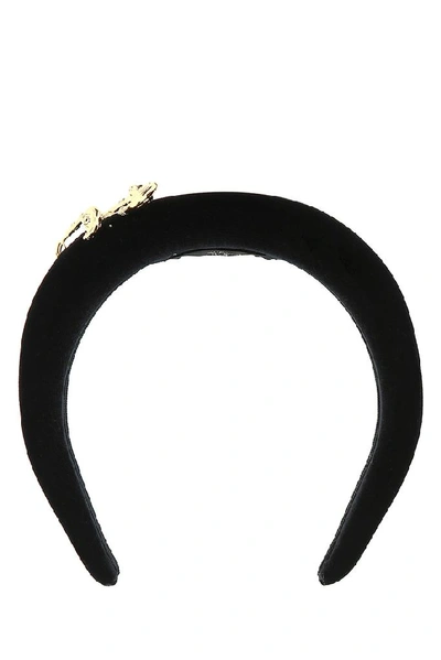 Shop Versace Chenille Hairband In Black