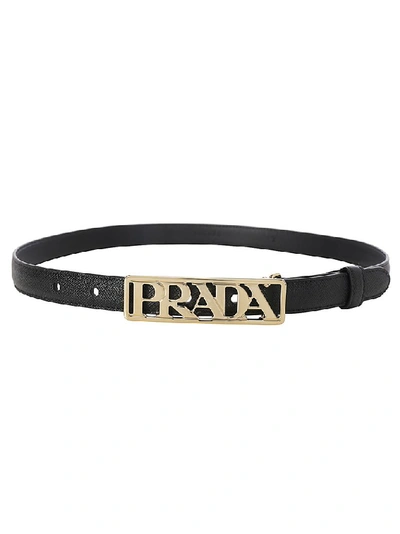 Shop Prada Logo Plaque Belt In Black