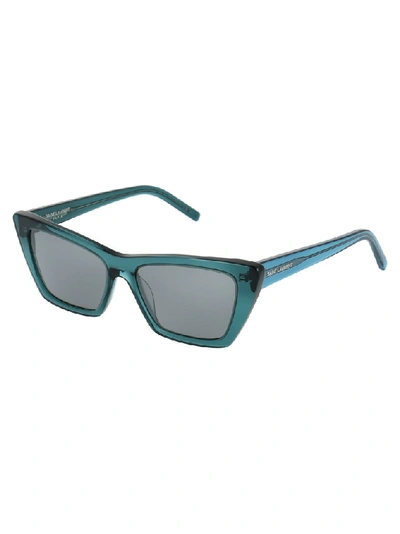 Shop Saint Laurent Eyewear Mica Sunglasses In Green