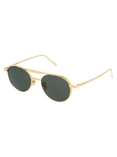 Shop Linda Farrow Lou Oval Frame Sunglasses In Gold