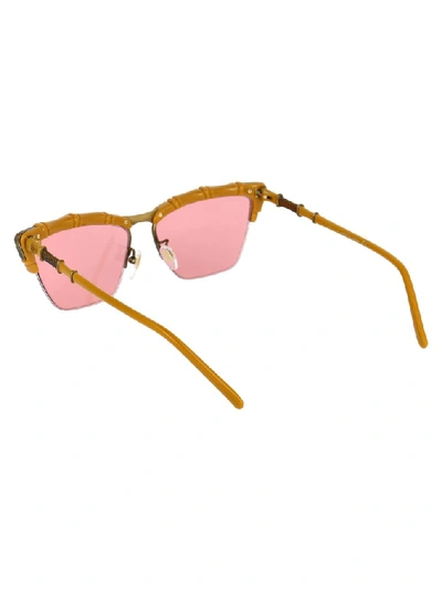 Shop Gucci Eyewear Bamboo Effect Cat Eye Sunglasses In Yellow & Orange