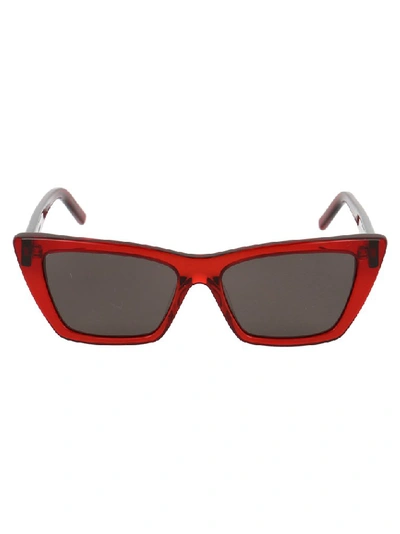 Shop Saint Laurent Eyewear Mica Sunglasses In Red
