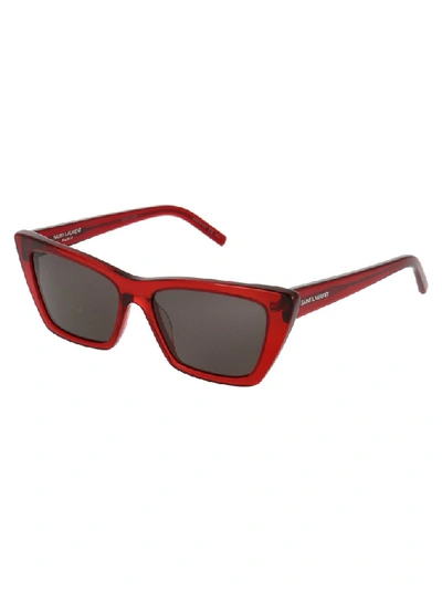 Shop Saint Laurent Eyewear Mica Sunglasses In Red