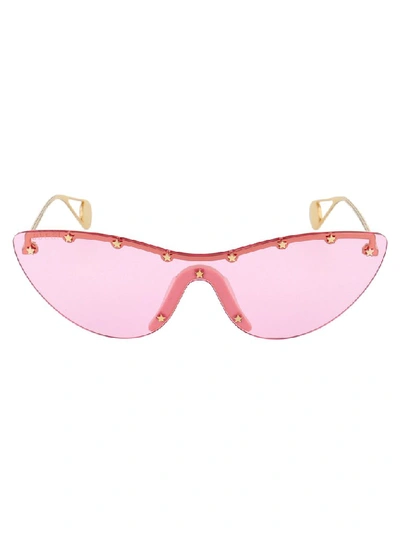Shop Gucci Eyewear Cat Eye Mask Sunglasses In Gold
