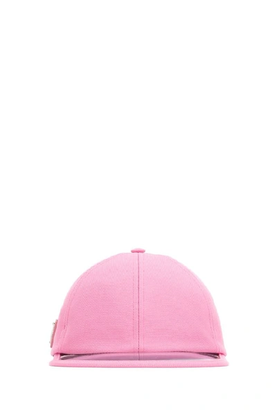 Shop Prada Transparent Visor Logo Baseball Cap In Pink