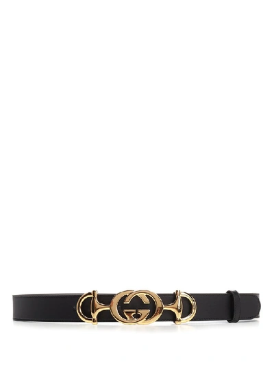 Shop Gucci Gg Horsebit Belt In Black