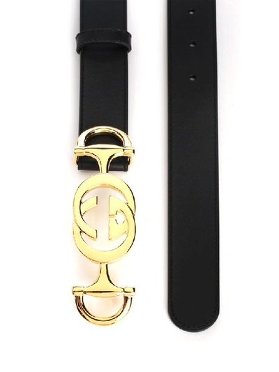 Shop Gucci Gg Horsebit Belt In Black