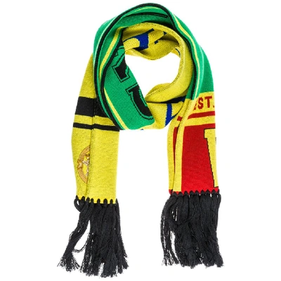 Shop Versace Fringed Scarf In Yellow