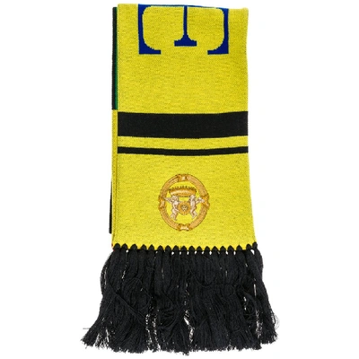 Shop Versace Fringed Scarf In Yellow