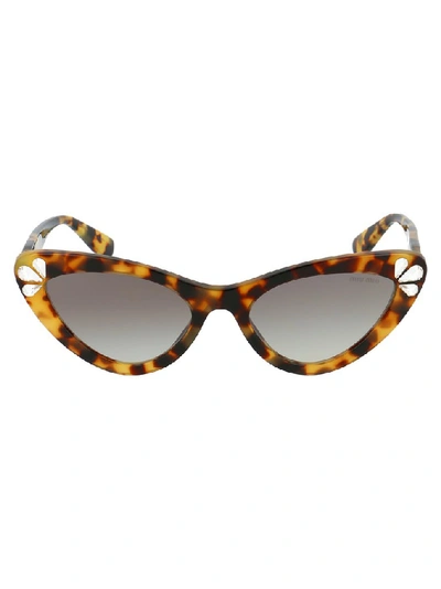 Shop Miu Miu Eyewear Cat Eye Frame Sunglasses In Brown