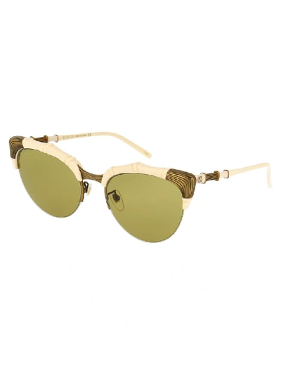 Shop Gucci Eyewear Bamboo Effect Cat Eye Sunglasses In White