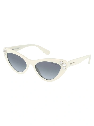 Shop Miu Miu Eyewear Cat Eye Frame Sunglasses In White