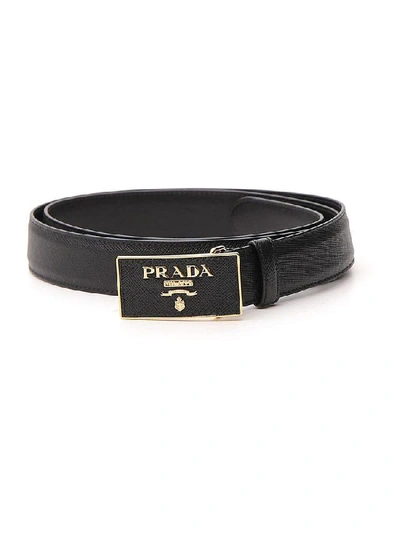 Shop Prada Logo Plaque Belt In Black