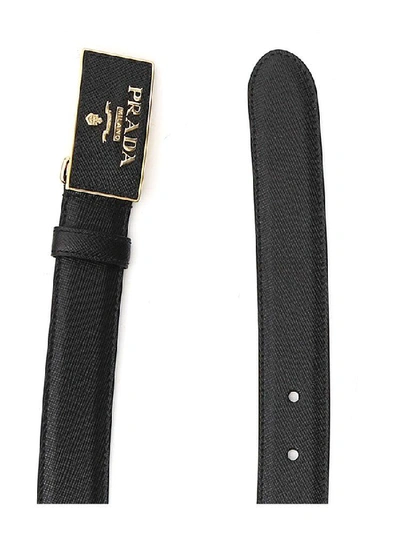 Shop Prada Logo Plaque Belt In Black