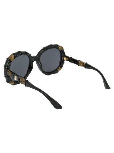 Shop Gucci Eyewear Round Bamboo Effect Sunglasses In Black