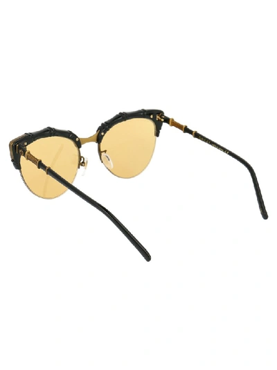 Shop Gucci Eyewear Bamboo Effect Cat Eye Sunglasses In Black