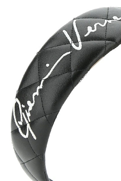 Shop Versace Quilted Signature Logo Headband In Black
