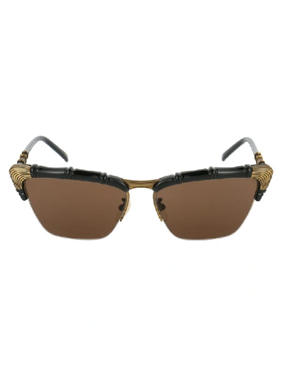 Shop Gucci Eyewear Bamboo Effect Cat Eye Sunglasses In Black