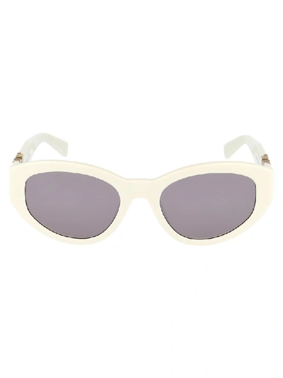 Shop Max Mara Oval Frame Sunglasses In White