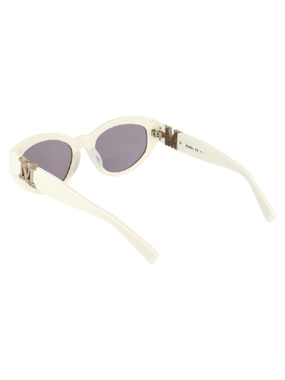 Shop Max Mara Oval Frame Sunglasses In White