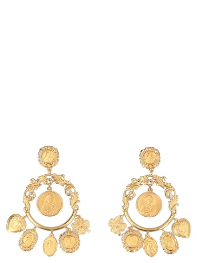 Shop Dolce & Gabbana Pendant Drop Earring In Gold