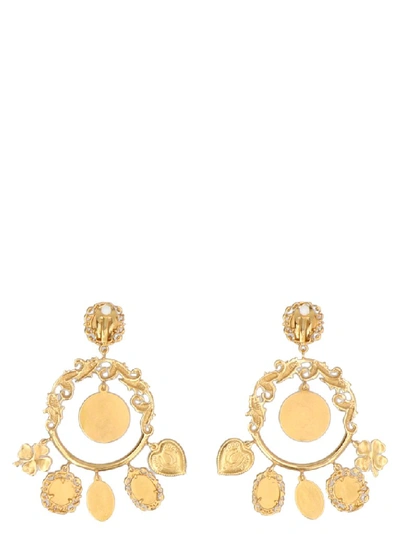 Shop Dolce & Gabbana Pendant Drop Earring In Gold