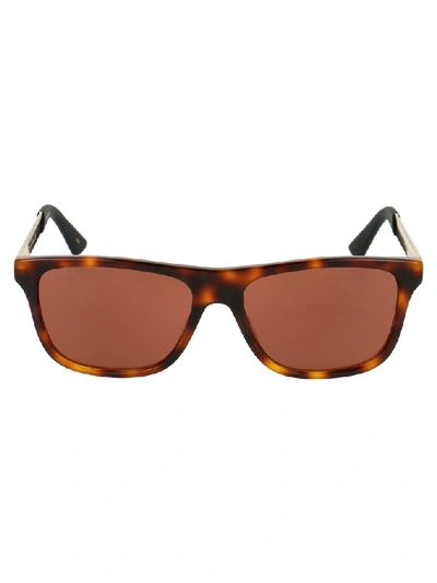 Shop Gucci Eyewear Rectangular Frame Sunglasses In Brown