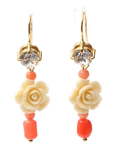 Shop Prada Rose Earrings In Multi