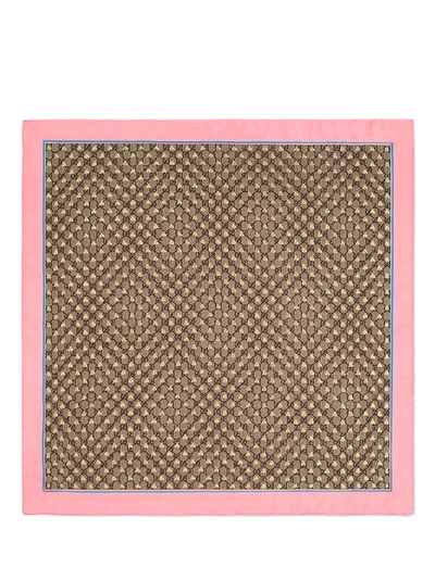 Shop Gucci Gg Bees Print Scarf In Beige