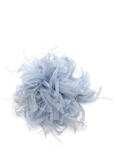 Shop Max Mara Feathered Pin In Blue