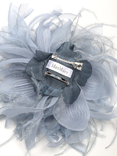 Shop Max Mara Feathered Pin In Blue