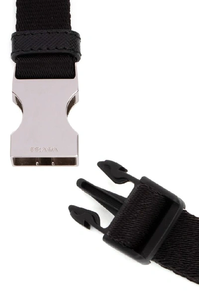 Shop Prada Webbed Clasp Belt In Black