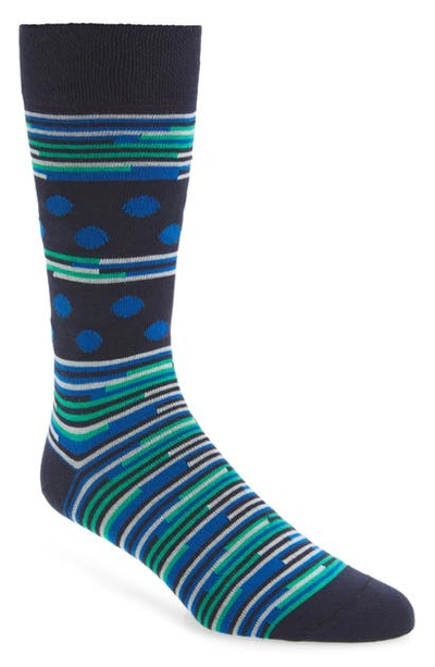 Shop Ted Baker Offbeet Stripe & Dot Socks In Navy