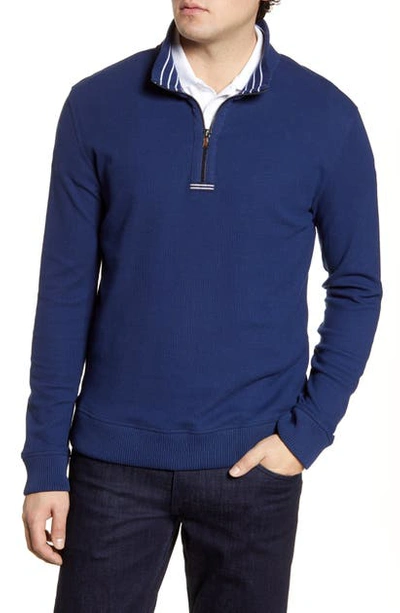 Shop Robert Graham Draft Quarter Zip Sweater In Navy