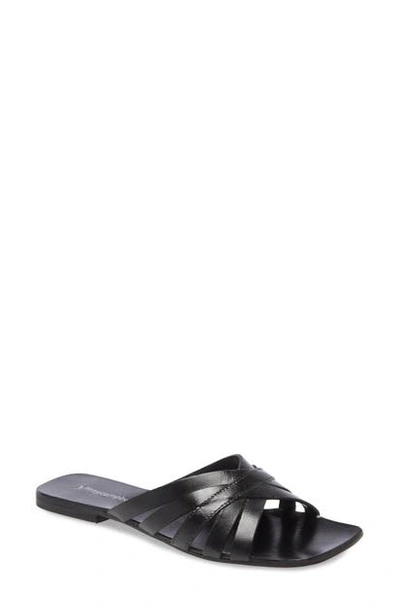 Shop Jeffrey Campbell Amarra Slide Sandal In Black Leather