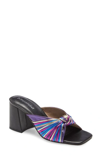 Shop Jeffrey Campbell Melonger Block Heel Slide Sandal In Bright Metallic Multi Pewter