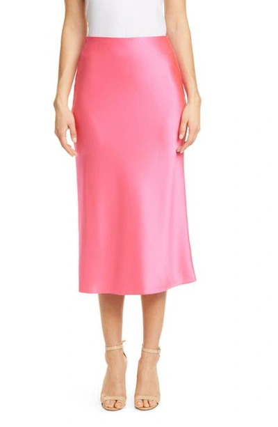 Shop Alice And Olivia Maeve Bias Cut Satin Skirt In Wild Pink
