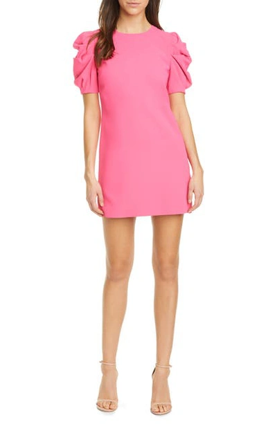 Shop Alice And Olivia Hanita Ruched Sleeve Shift Dress In Wild Pink
