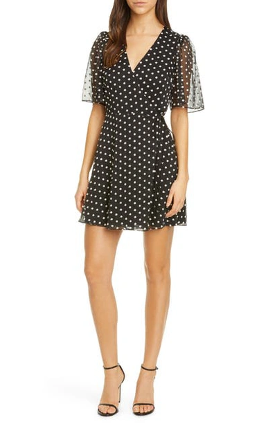 Shop Alice And Olivia Sandra Angel Floral Wrap Dress In Black/ White