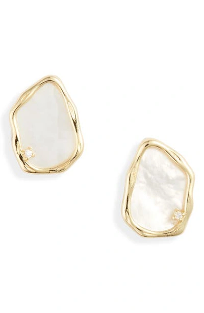 Shop Argento Vivo Mother Of Pearl Stud Earrings In Gold