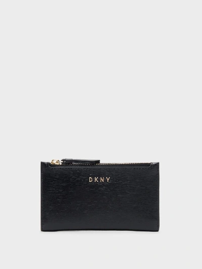 Shop Donna Karan Dkny Women's Small Textured Bifold Wallet - In Black/gold