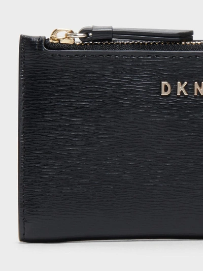 Shop Donna Karan Dkny Women's Small Textured Bifold Wallet - In Black/gold