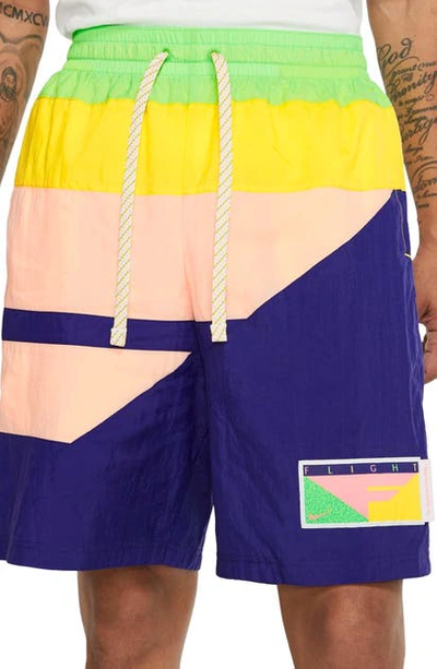 Nike Flight Nylon Athletic Shorts In Regency Purple/bleached Coral |  ModeSens
