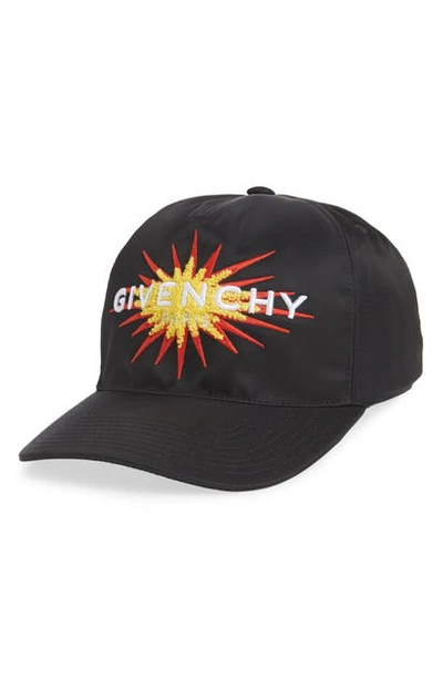 Shop Givenchy Fleece Burst Logo Baseball Cap In Black