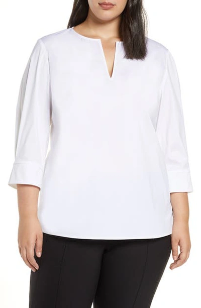 Shop Lafayette 148 Whalen Stretch Poplin Blouse In White