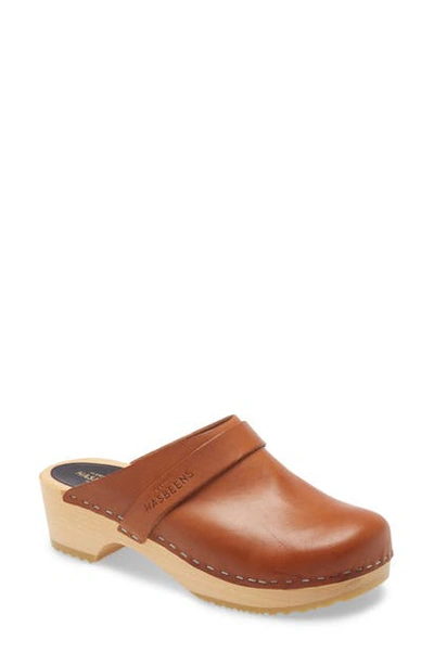Shop Swedish Hasbeens Husband Clog In Cognac Leather